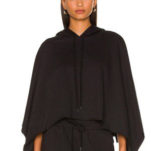 525 washed hooded poncho, black, one size